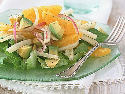 Avocado-Yambohnen-Orangen-Salat