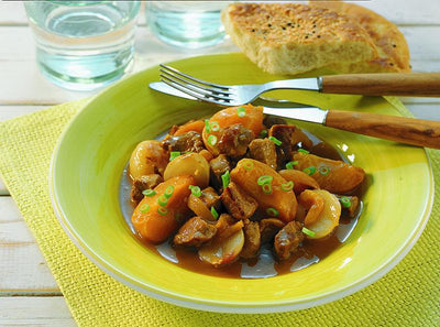 Kalbfleischtopf mit Aprikosen und Schalotten