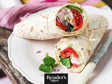Thunfisch-Wraps mit Gurke und Brunnenkresse