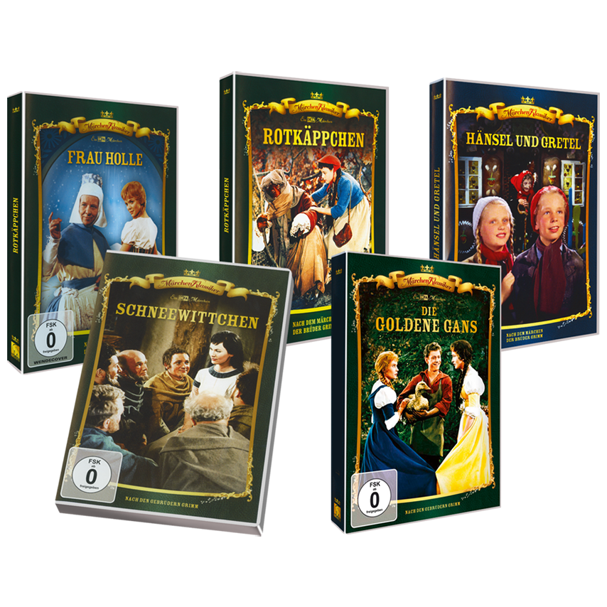 Grimms Märchen: Frau Holle, Rotkäppchen, Hänsel und Gretel, Schneewittchen, Die goldene Gans