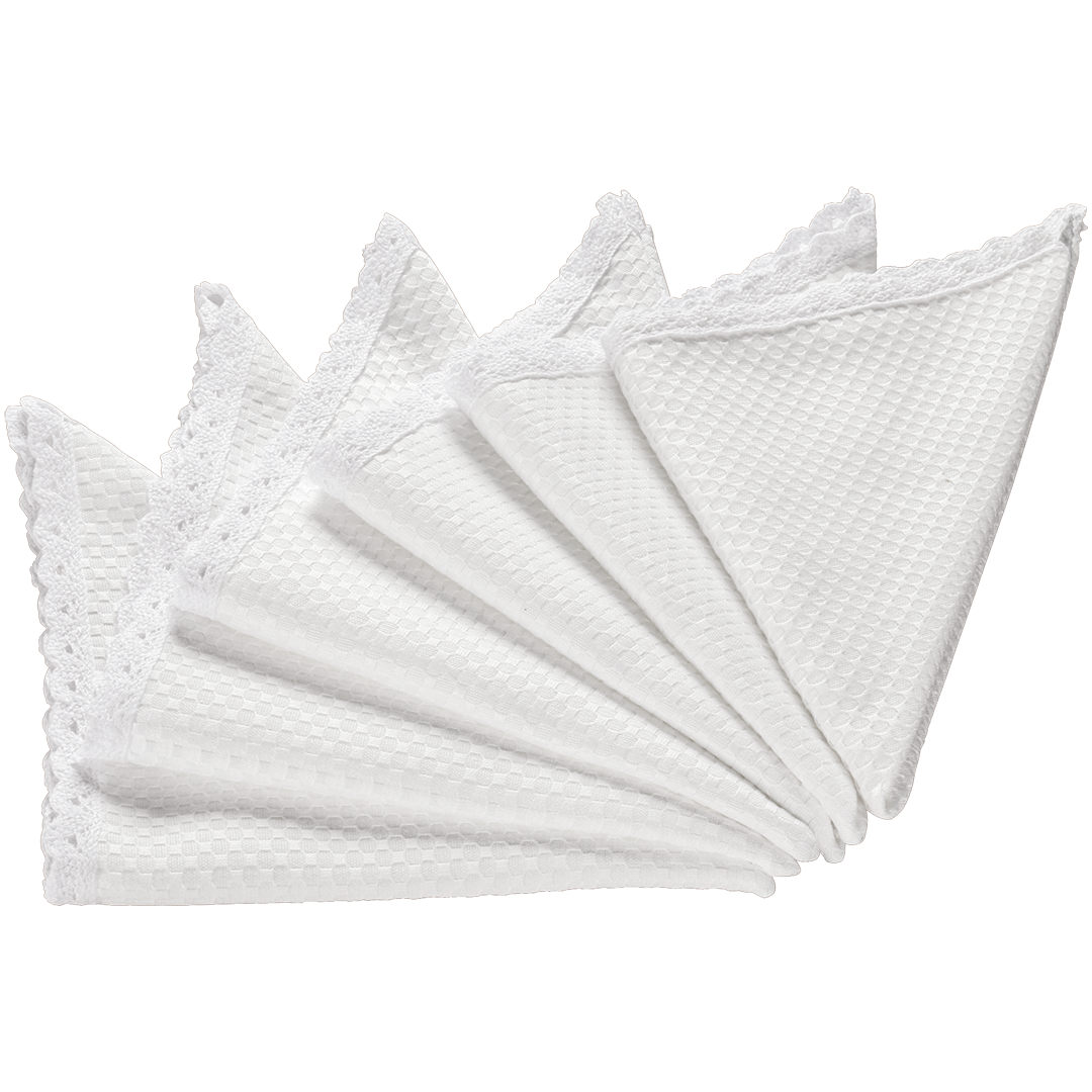 Tischdecke und Servietten mit Blumenstickereien