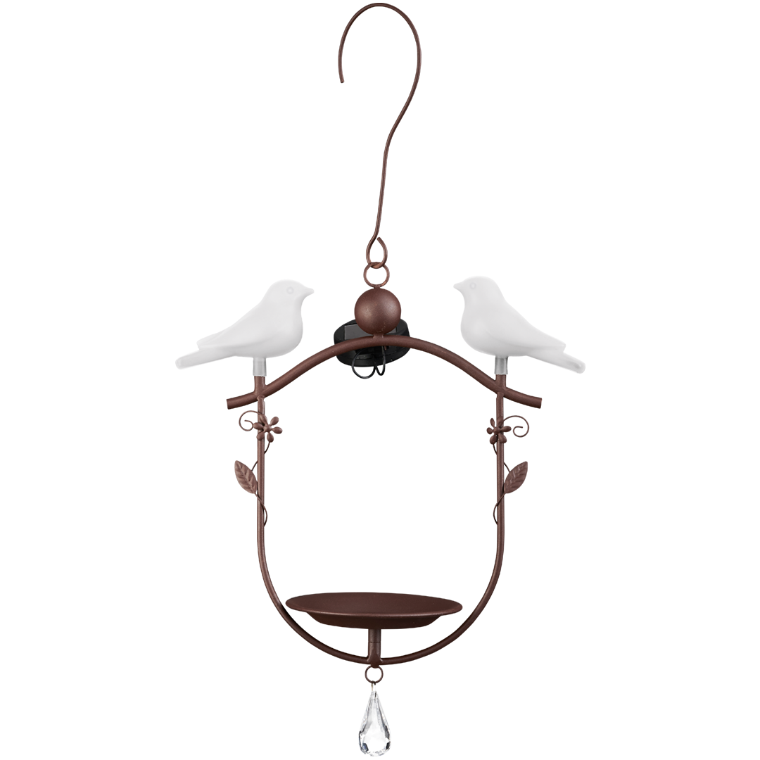 Solar Vogeltränke mit LED-Vogel-Paar