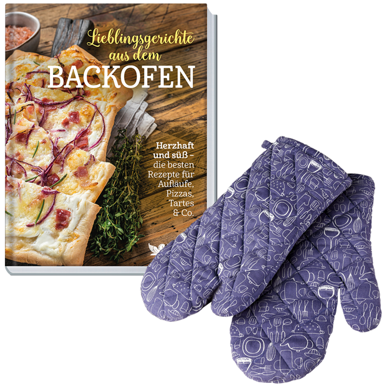 Kochbuch:Lieblingsgerichte aus dem Backofen + Ofenhandschuhe (2er Set)