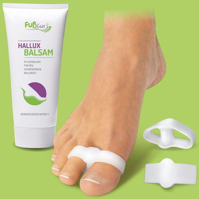 Hallux-Set: Balsam + Gel-Doppelringe