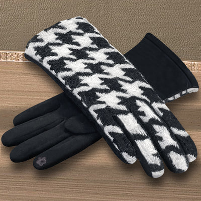 Handschuhe mit Hahnentrittmuster