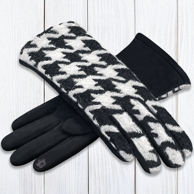 Handschuhe mit Hahnentrittmuster