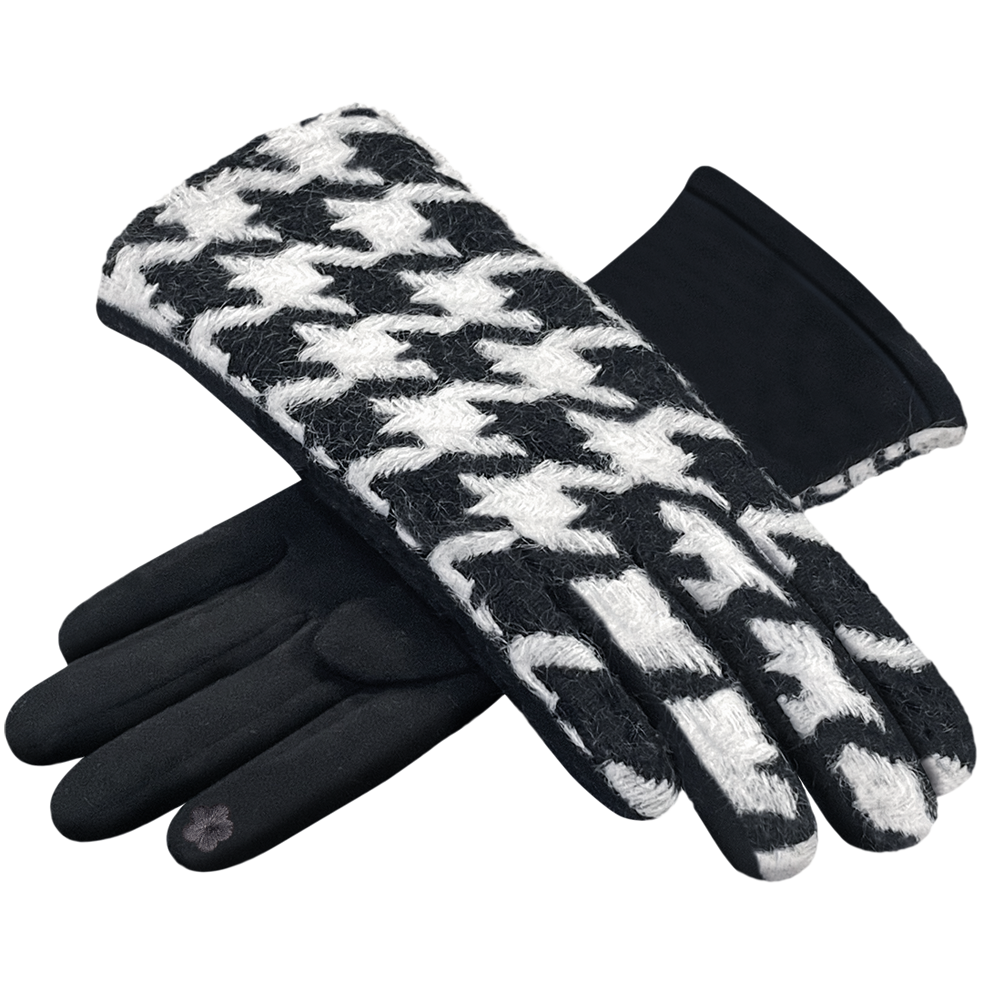 Handschuhe mit Hahnentrittmuster