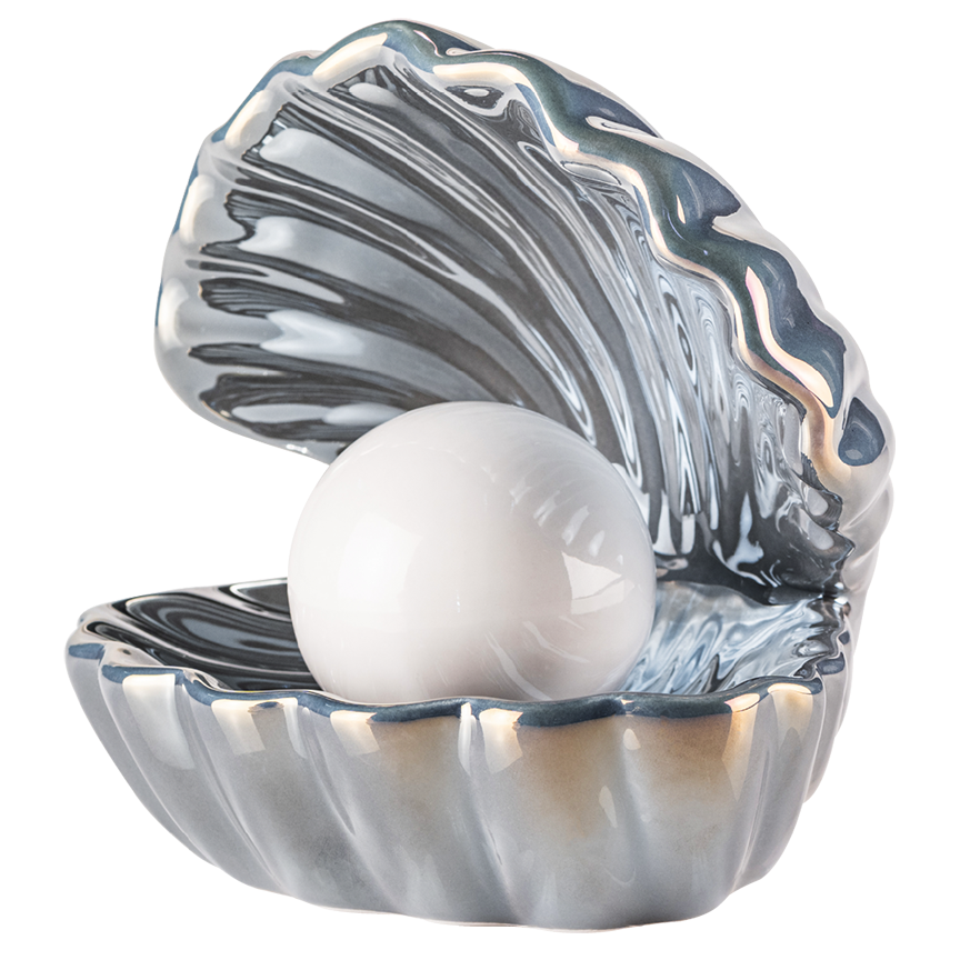 Deko-LED in silberner Muschelform