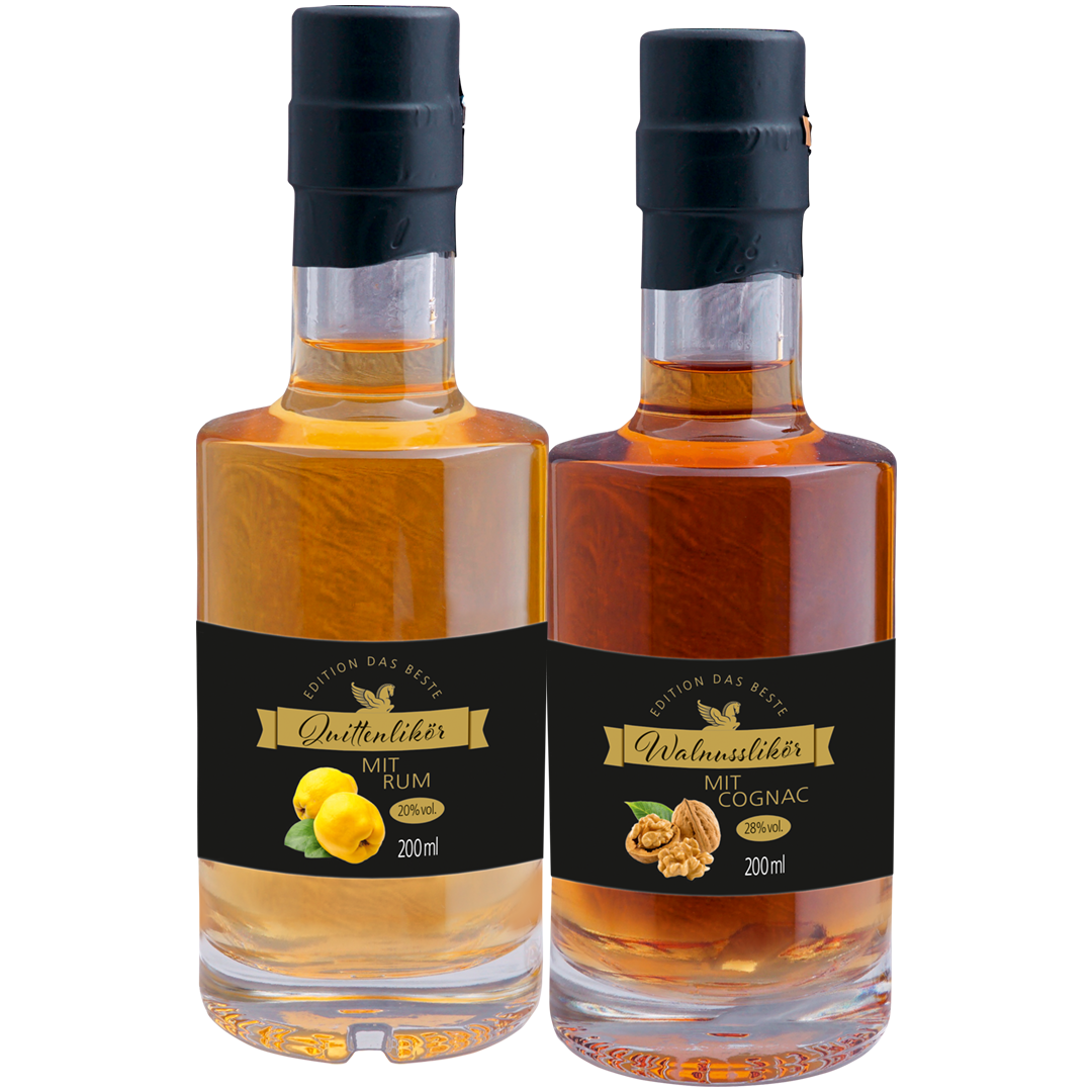 Quittenlikör mit Rum + Edler Walnuss 2er Set