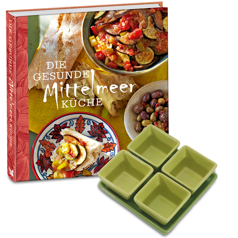 Set: Kochbuch »Die gesunde Mittelmeerküche« + Dip-Schalen