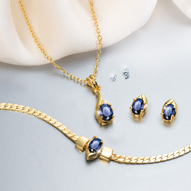 Saphire Schmuckset (Ohrringe und Armband)