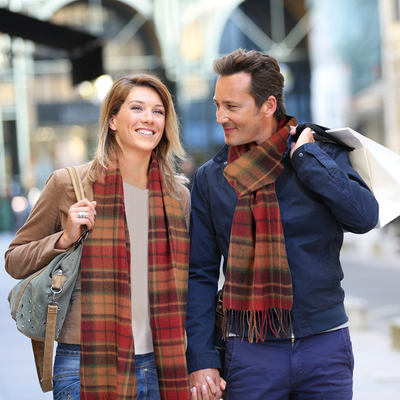 Wollschal Orange-Schwarz