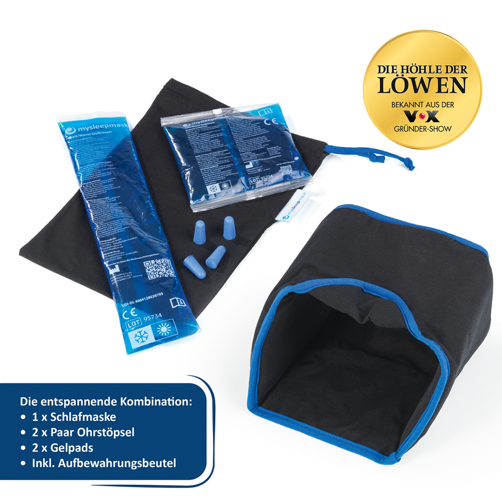 Schlafmaske mit Ohrstöpsel und Geldpads