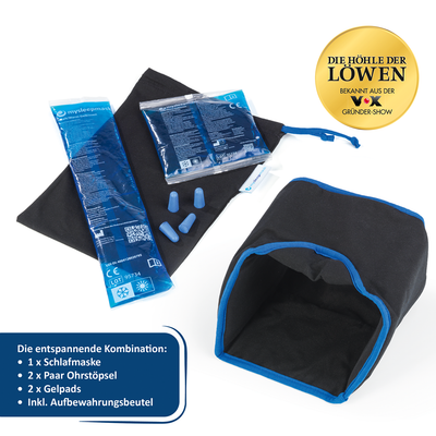 Schlafmaske mit Ohrstöpsel und Geldpads