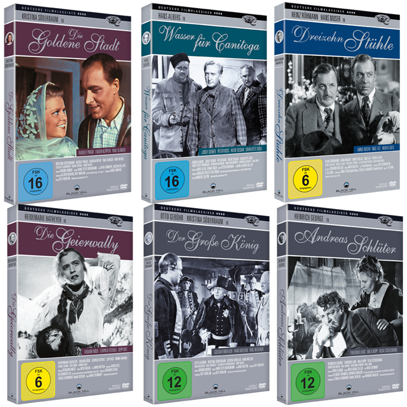 Deutsche Filmklassiker: Dreizehn Stühle, Die goldene Stadt, Wasser für Canitoga, Die Geierwally, Der groe König, Andreas Schlüter