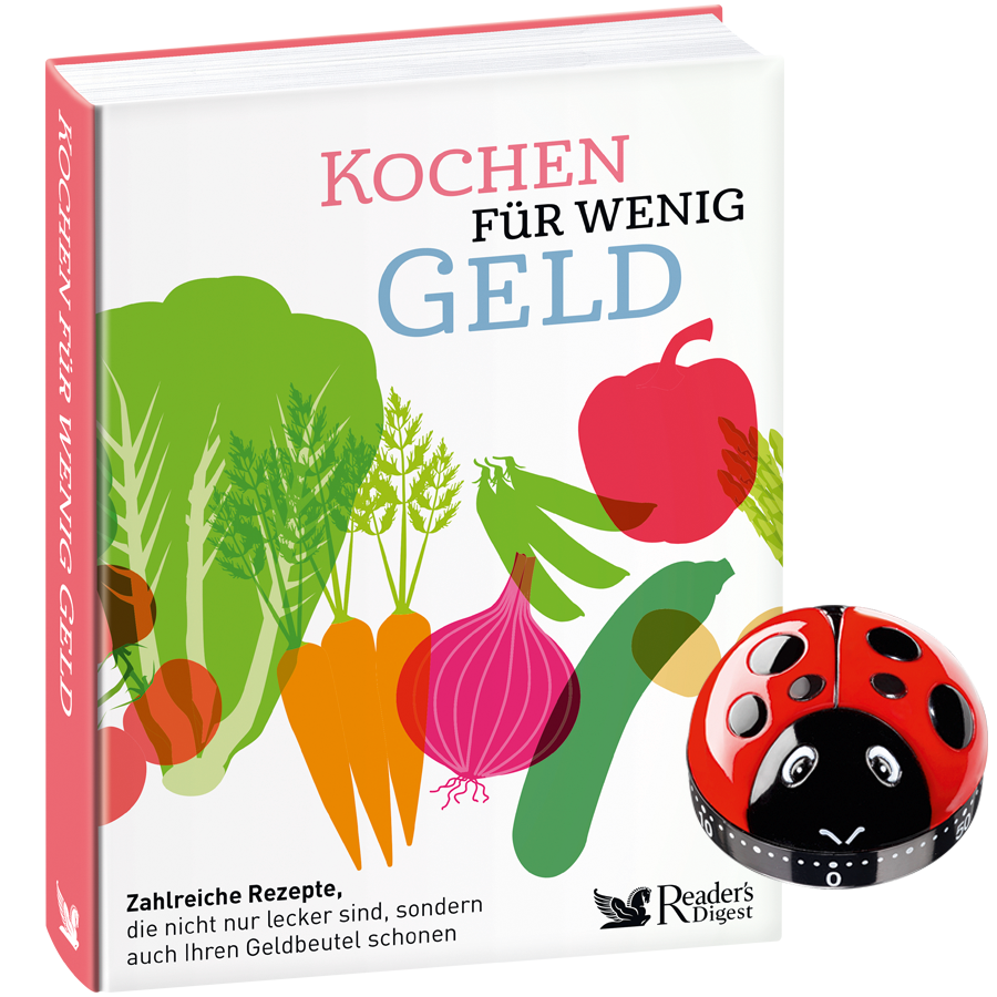 Im Set: Buch »Kochen für wenig Geld« + Küchentimer »Marienkäfer«